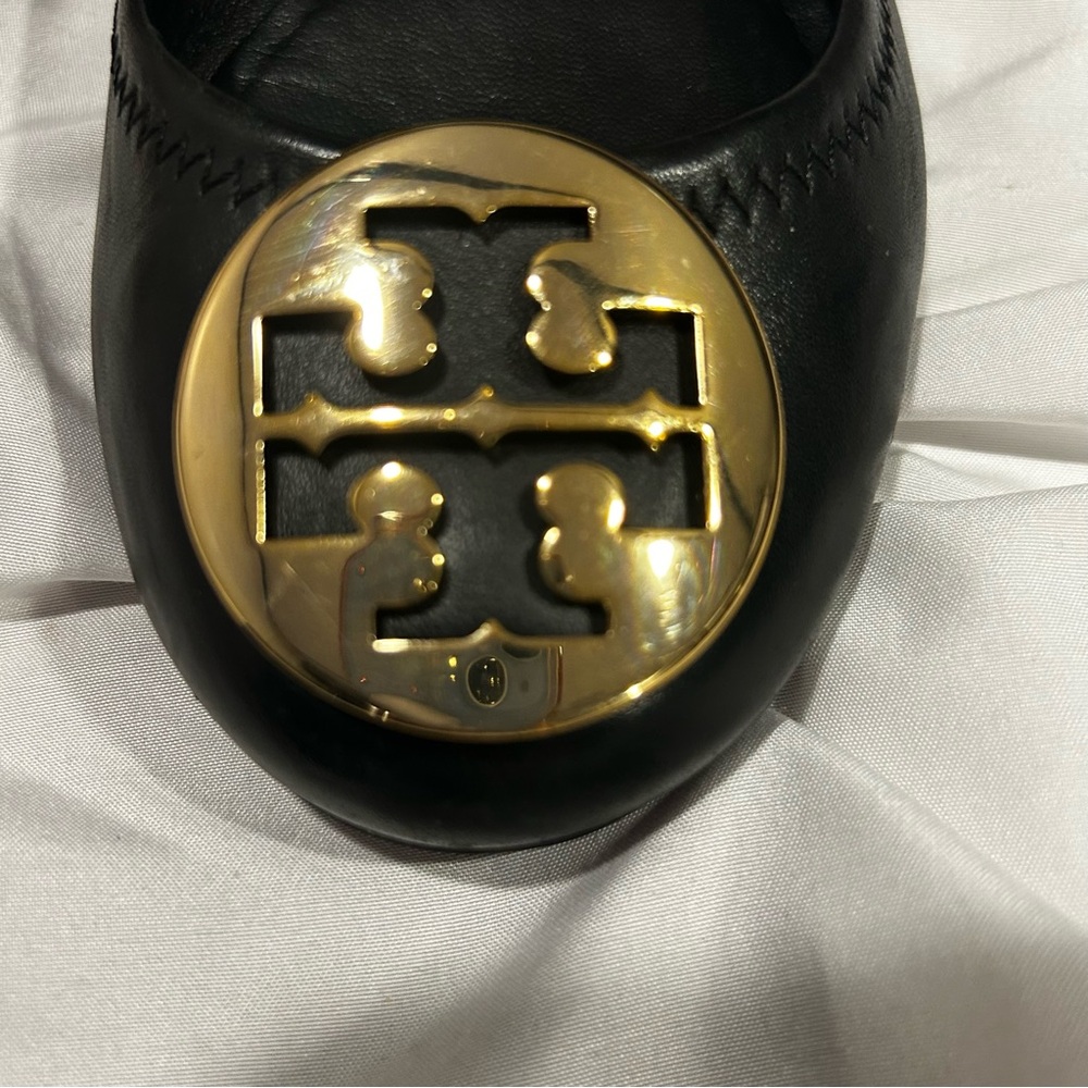 Tory Burch Black and Gold Leather Loafers - Picture 7 of 7